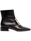 GIVENCHY BLACK 4G LOW HEEL LEATHER ANKLE BOOTS