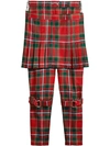 BURBERRY BURBERRY MODERN STEWART ROYAL TARTAN PUNK TROUSERS - RED