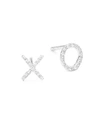 SAKS FIFTH AVENUE WOMEN'S 14K WHITE GOLD & 0.09 TCW DIAMOND XO STUD EARRINGS,0400099285194