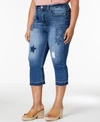 SEVEN7 JEANS SEVEN7 TRENDY PLUS SIZE PATCHED CROPPED JEANS