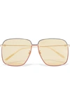 GUCCI Oversized square-frame gold-tone sunglasses