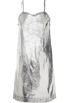 MM6 MAISON MARGIELA METALLIC LACE-TRIMMED COATED-SHELL DRESS