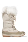 SOREL JOAN OF ARCTIC FAUX FUR-TRIMMED WATERPROOF SUEDE AND RUBBER BOOTS