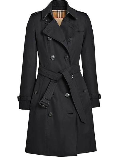 Burberry Chelsea Cotton-gabardine Mid-length Trench Coat In Blue