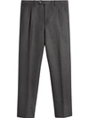 BURBERRY BURBERRY WOOL MOHAIR CROPPED TAILORED TROUSERS - GREY