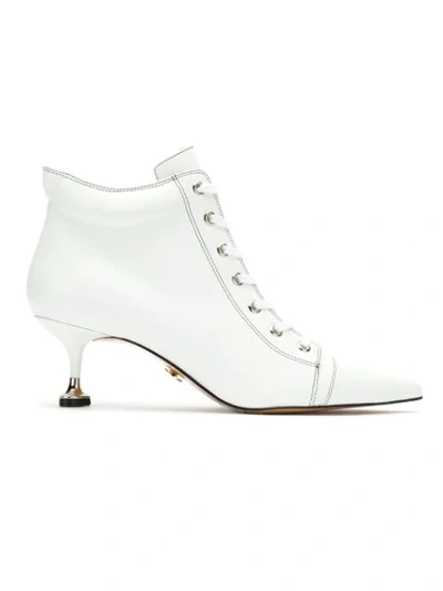 Andrea Bogosian Lace Up Ankle Boots In White