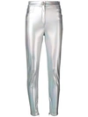 BALMAIN BALMAIN COATED HOLOGRAPHIC TROUSERS - 灰色