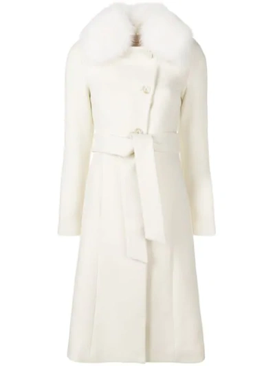 Twinset Twin-set Fox Fur Collar Coat - 白色 In White