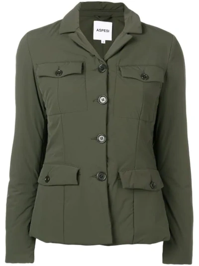 Aspesi Padded Fitted Jacket In Green
