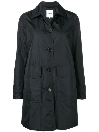 Aspesi Single Breasted Coat In Black