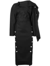 A.W.A.K.E. A.W.A.K.E. STRUCTURED BUTTONED DRESS - BLACK