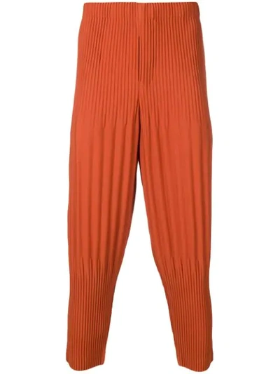 Issey Miyake Homme Plissé  Ribbed Cropped Trousers - 黄色 In Yellow