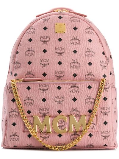 Mcm Logo Plaque Backpack - 粉色 In Pink