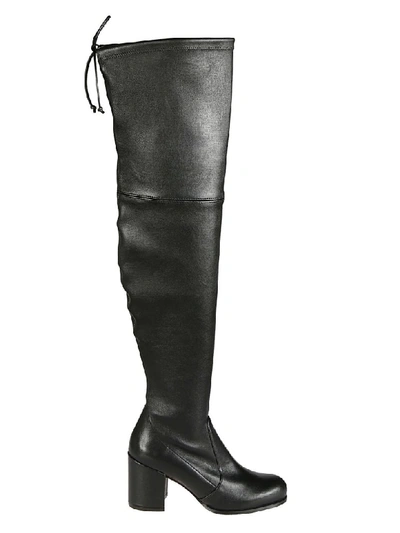 Stuart Weitzman Tieland Over-the-knee Boots In Black Stretch Leather