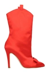 ALESSANDRA RICH RED SATIN ANKLE BOOT,10715700