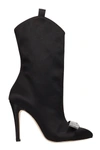 ALESSANDRA RICH BLACK SATIN ANKLE BOOT,10715699