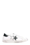 2STAR WHITE LEATHER SNEAKERS,10717110