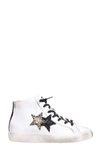 2STAR HIGH STAR SNEAKERS IN WHITE LEATHER,10717108