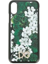 DOLCE & GABBANA DOLCE & GABBANA WHITE GERANIUM PRINTED PHONE CASE - BLACK