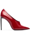 Saint Laurent Teddy 105 Patent Leather Pumps In Red