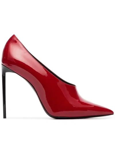 Saint Laurent Teddy 105 Patent Leather Pumps In Red