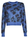 Rag & Bone Leopard-print Mohair-blend Crewneck Sweater In Bright Blue/black