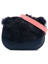 AME MOI ÂME MOI NAOMI BELT BAG WITH RABBIT FUR - 蓝色