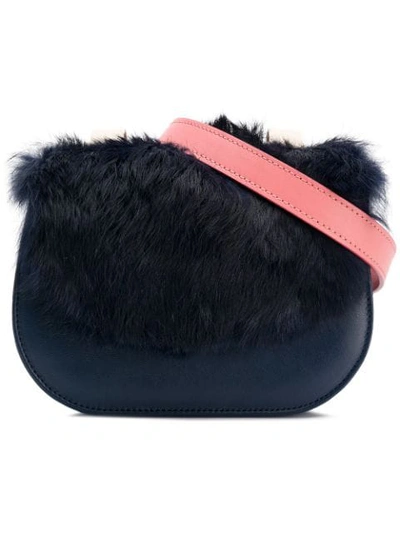 Ame Moi Âme Moi Naomi Belt Bag With Rabbit Fur - 蓝色 In Blue