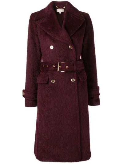 Michael Kors Double Breasted Coat In Red
