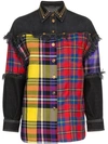 VERSACE PLAID AND DENIM WOOL BUTTON DOWN SHIRT