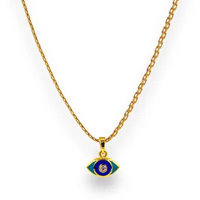 1610istanbul Women's Enamel Evil Eye Gold Necklace