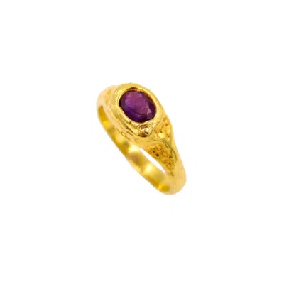 1610istanbul Women's Gold Amethyst Harem Ring