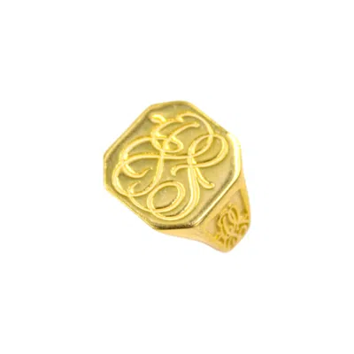 1610istanbul Women's Gold Art Nouveau Signet Ring