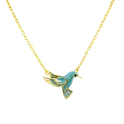 1610istanbul Women's Gold Bluebird Happiness Necklace