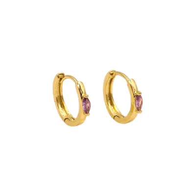 1610istanbul Women's Gold Bosphorus Amethyst Minimal Earrings