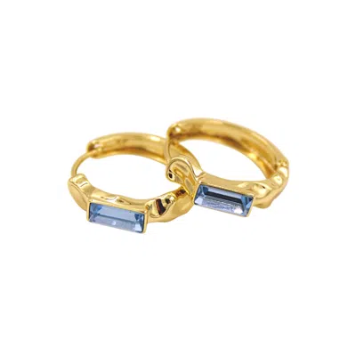 1610istanbul Women's Gold Bosphorus Blue Hoop Earrings