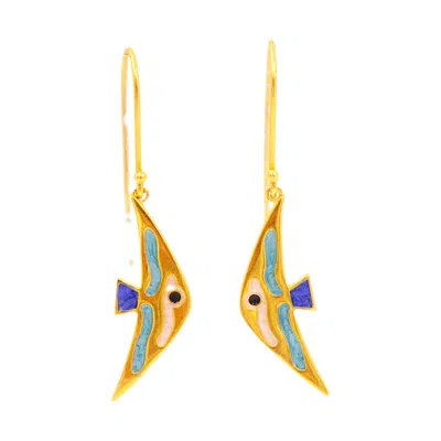 1610istanbul Women's Gold Bosphorus Fish Enamel Earrings