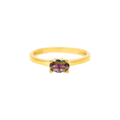 1610istanbul Women's Gold Bosphorus Mystic Topaz Ring
