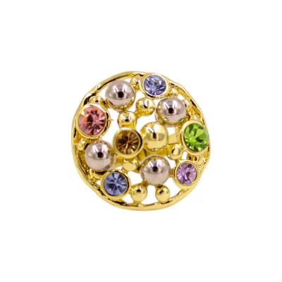 1610istanbul Women's Gold Bosphorus Pastel Swarovski Ring