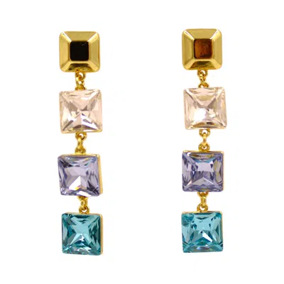 1610istanbul Women's Gold Bosphorus Swarovski Earrings