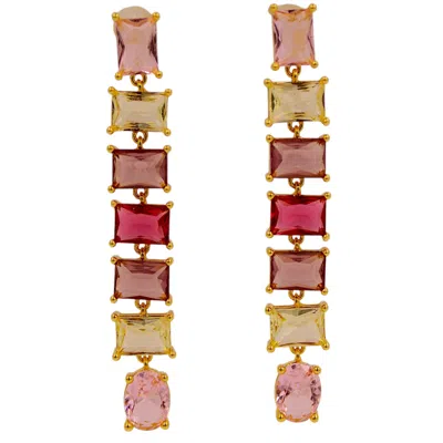 1610istanbul Women's Gold Bridal Colorful Swarovski Earrings