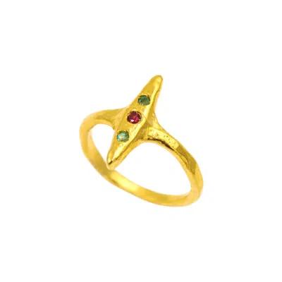 1610istanbul Women's Gold Byzantine Emerald Ruby Ring