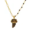 1610istanbul Women's Gold Byzantine Ionic Column Onyx Necklace In Gold