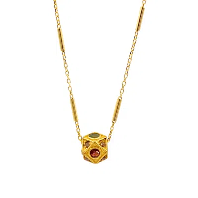 1610istanbul Women's Gold Byzantine Ruby Emerald Diamond Necklace