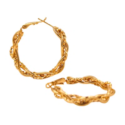 1610istanbul Women's Gold Drill Hoop Earrings