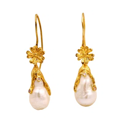 1610istanbul Women's Gold Empress Theodora Pearl Earrings