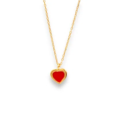 1610istanbul Women's Gold Enamel Heart Necklace