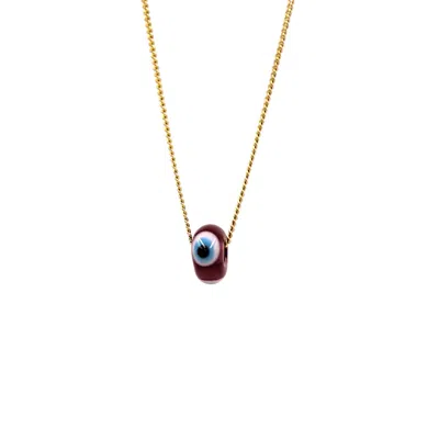1610istanbul Women's Gold Evil Eye Bordeaux Necklace In Burgundy