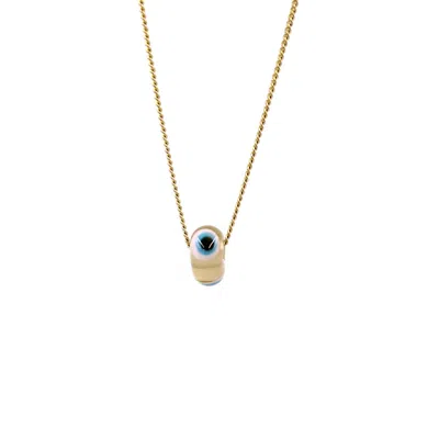 1610istanbul Women's Gold Evil Eye Butter Yellow Necklace