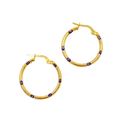 1610istanbul Women's Gold Evil Eye Enamel Hoop Earrings